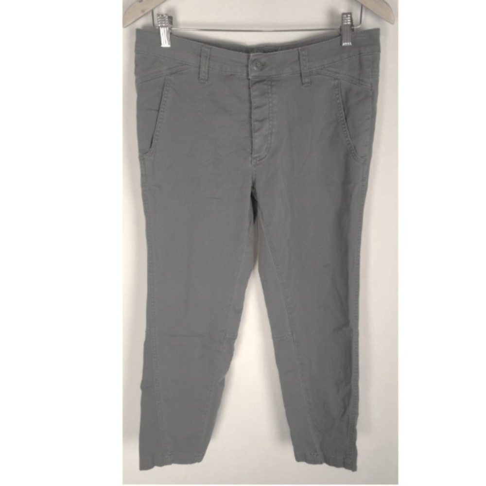 Prana Janessa Crop Pants Women's Size 8 Green Gray Organic Cotton Chino